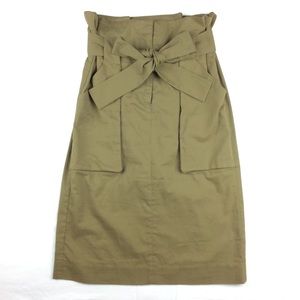 H&M Army Green Front Bow Tie Skirt with POCKETS